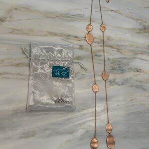 Long Rose Gold Disc Necklace